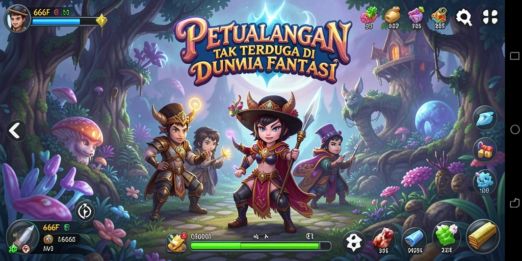 Tampilan gameplay <strong>666F</strong> yang menampilkan misi petualangan yang menantang.