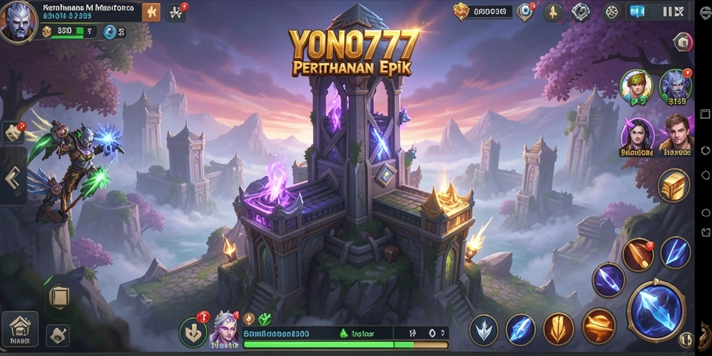 Tangkapan layar YONO777 menampilkan aksi menara pertahanan yang seru.